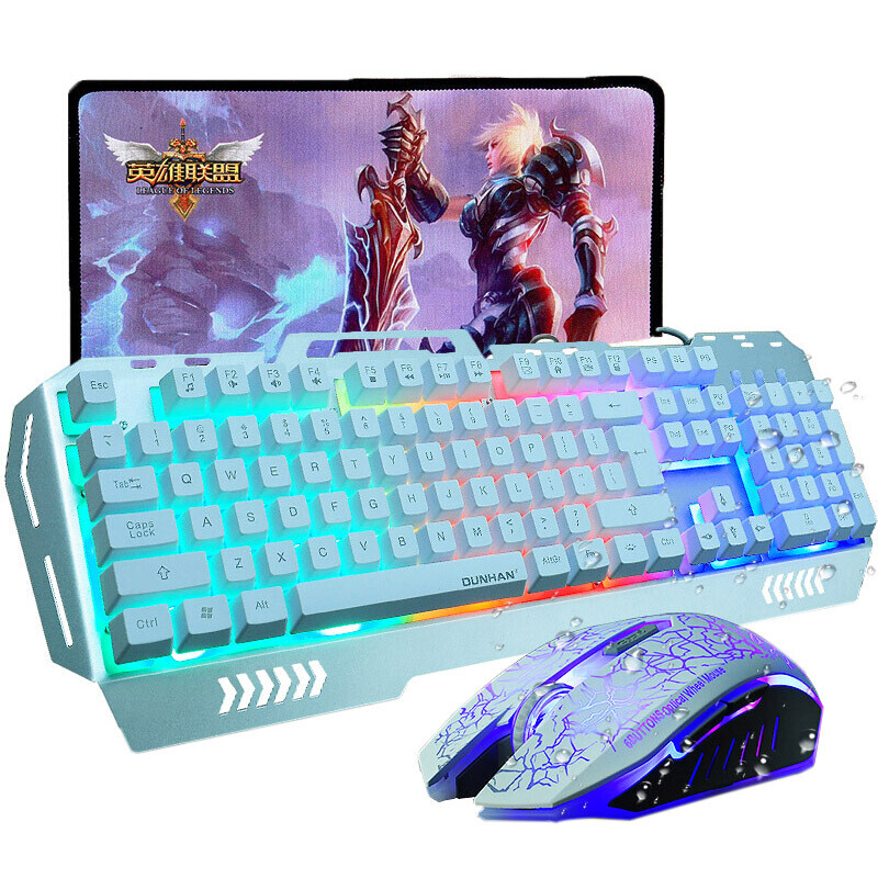 apphome 游戲鍵盤鼠標套裝機械手感發(fā)光機械手感鍵盤 CF電腦網(wǎng)吧鍵鼠套裝 金屬面板太空銀單鍵盤